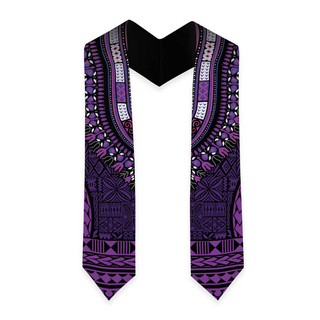 Purple Dashiki and Tapa Pattern Graduation Stole Africa-Polynesia Together Culture