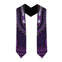 Purple Dashiki and Tapa Pattern Graduation Stole Africa-Polynesia Together Culture