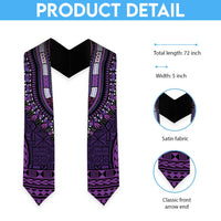 Purple Dashiki and Tapa Pattern Graduation Stole Africa-Polynesia Together Culture
