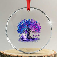 Purple Elephant Butterfly Ribbon Crystal Glass Ornament Tree Of Life Alzheimers Support