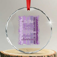 Purple Ribbon Alzheimers Caregiver Squad Gift Crystal Glass Ornament In This Family We Support Together