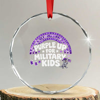 Purple Up For Military Kids Crystal Glass Ornament Cute Dino Dinosaur Proud Military Child Rainbow