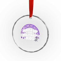 Purple Up For Military Kids Crystal Glass Ornament Cute Dino Dinosaur Proud Military Child Rainbow