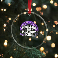 Purple Up For Military Kids Crystal Glass Ornament Cute Dino Dinosaur Proud Military Child Rainbow