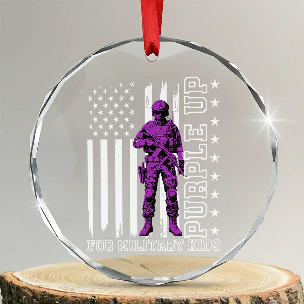 Purple Up For Military Kids Crystal Glass Ornament Military Child Month - Wonder Print Shop