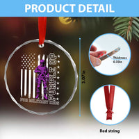 Purple Up For Military Kids Crystal Glass Ornament Military Child Month - Wonder Print Shop