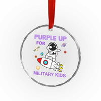 Purple Up For Military Kids Crystal Glass Ornament Military Child Month Astronaut Outer Space - Wonder Print Shop