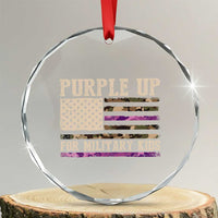Purple Up For Military Kids Crystal Glass Ornament Military Child Month USA Flag Camouflage - Wonder Print Shop