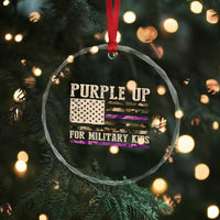 Purple Up For Military Kids Crystal Glass Ornament Military Child Month USA Flag Camouflage - Wonder Print Shop