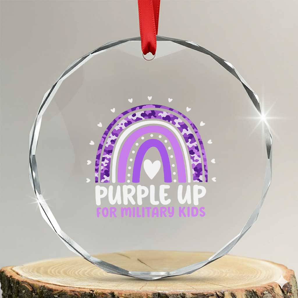 Purple Up For Military Kids Crystal Glass Ornament Month Of Military Child Army Rainbow