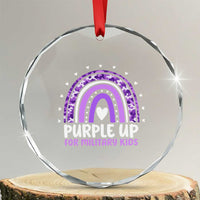 Purple Up For Military Kids Crystal Glass Ornament Month Of Military Child Army Rainbow