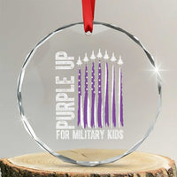 Purple Up For Military Kids Crystal Glass Ornament US Flag Military Child Support