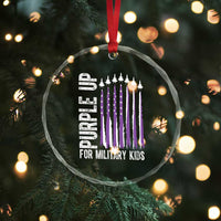 Purple Up For Military Kids Crystal Glass Ornament US Flag Military Child Support