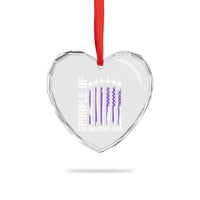 Purple Up For Military Kids Heart Crystal Glass Ornament American Flag Air Force Military Child Month - Wonder Print Shop