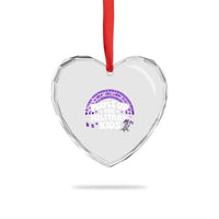 Purple Up For Military Kids Heart Crystal Glass Ornament Cute Dino Dinosaur Proud Military Child Rainbow