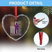 Purple Up For Military Kids Heart Crystal Glass Ornament Military Child Month - Wonder Print Shop