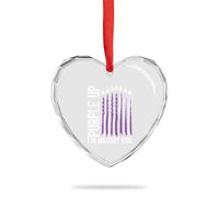 Purple Up For Military Kids Heart Crystal Glass Ornament US Flag Military Child Support
