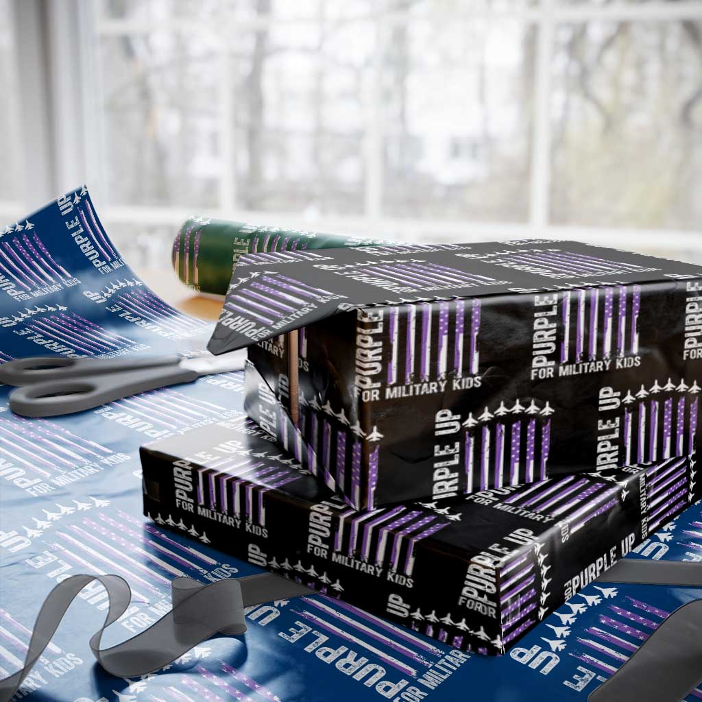 Purple Up For Military Kids Wrapping Paper Roll American Flag Air Force Military Child Month - Wonder Print Shop