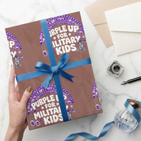 Purple Up For Military Kids Wrapping Paper Roll Cute Dino Dinosaur Proud Military Child Rainbow