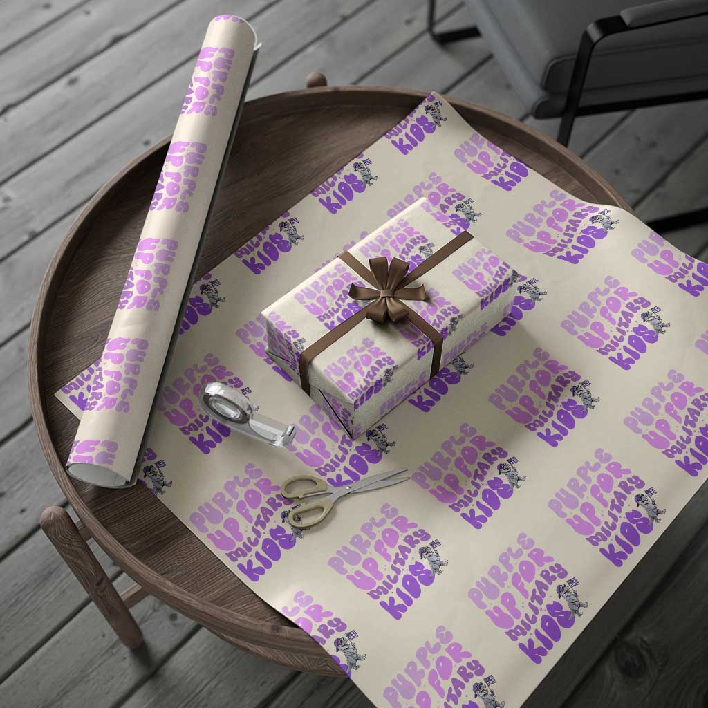 Purple Up For Military Kids Wrapping Paper Roll Groovy Dino Dinosaur Military Child Month