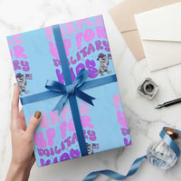 Purple Up For Military Kids Wrapping Paper Roll Groovy Dino Dinosaur Military Child Month