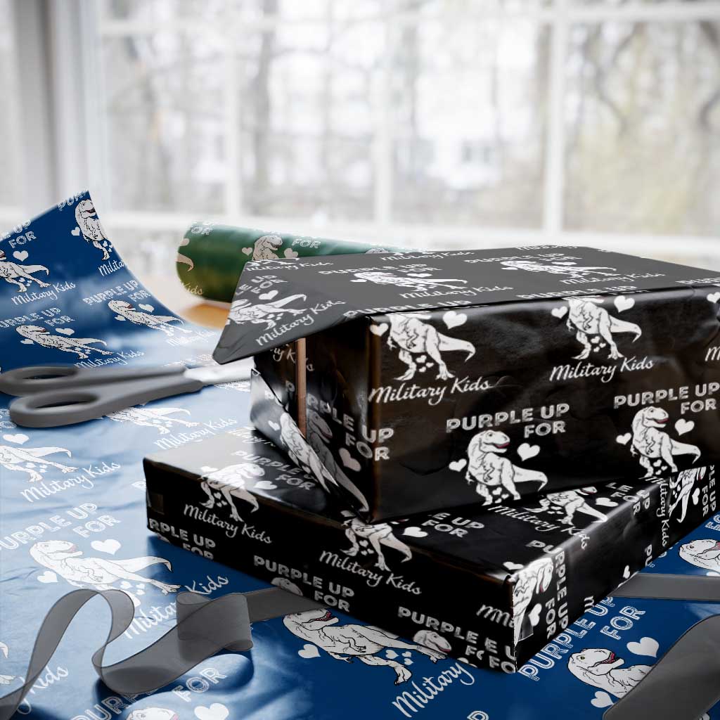 Purple Up For Military Kids Wrapping Paper Roll Military Child Month Dinosaur - Wonder Print Shop