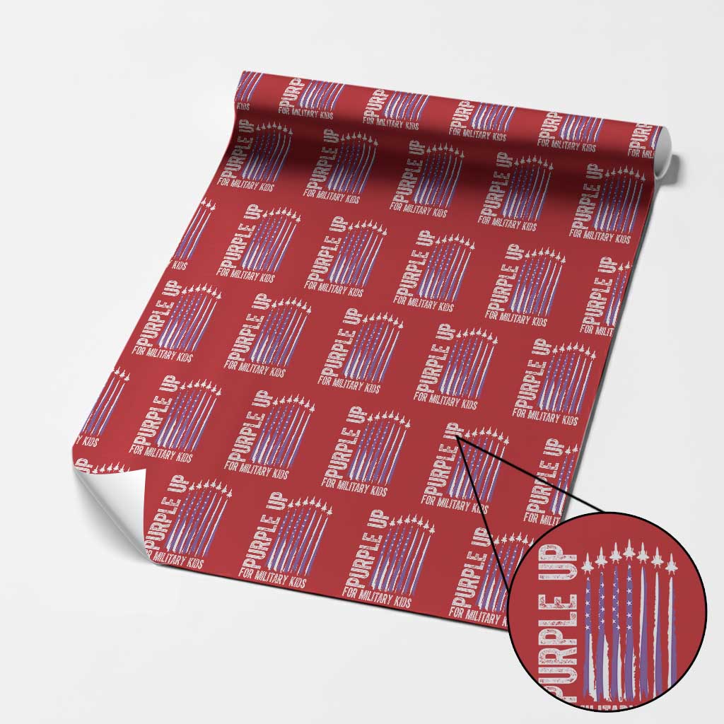 Purple Up For Military Kids Wrapping Paper Roll US Flag Military Child Support