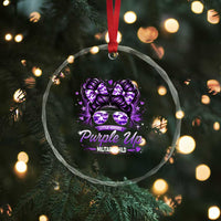 Purple Up Military Child Crystal Glass Ornament Camo Messy Bun Military Kid Month