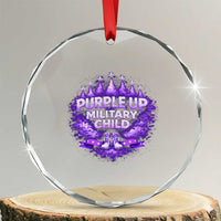 Purple Up Military Child Crystal Glass Ornament Proud Military Kid