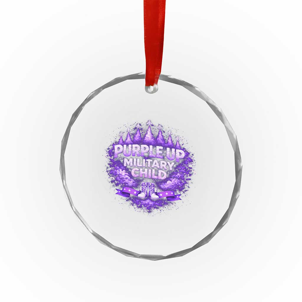 Purple Up Military Child Crystal Glass Ornament Proud Military Kid