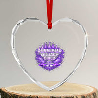 Purple Up Military Child Heart Crystal Glass Ornament Proud Military Kid