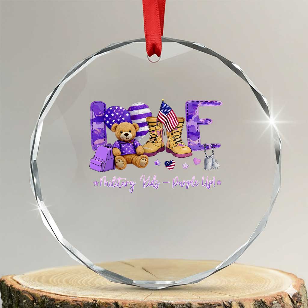 Purple Up Military Kids Crystal Glass Ornament Month Of Military Child Army