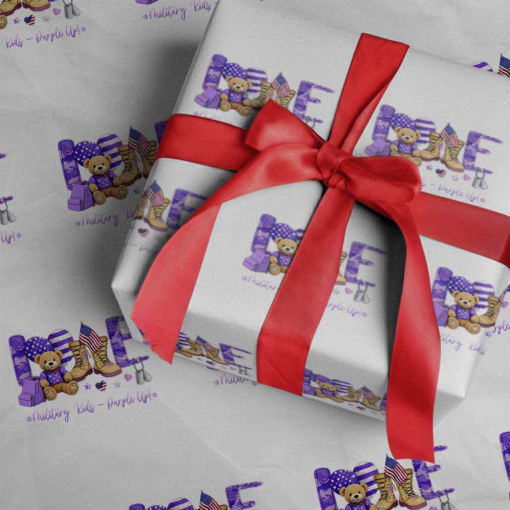 Purple Up Military Kids Wrapping Paper Roll Month Of Military Child Army