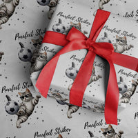 Purrfect Striker Wrapping Paper Roll Funny Cat Soccer Player Gift