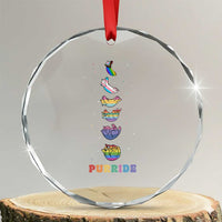 Purride Rainbow Cat Moon Cycles Crystal Glass Ornament LGBQT Pride Feline Space