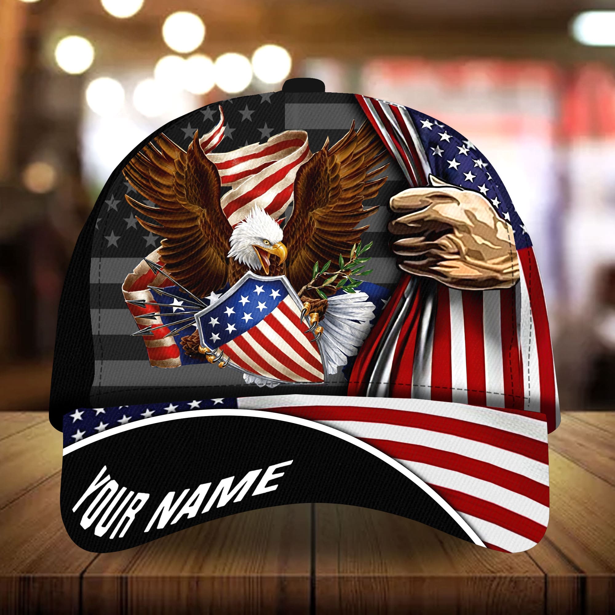 Premium Eagle Patriotic 3D Cap American Flag Hat Personalized