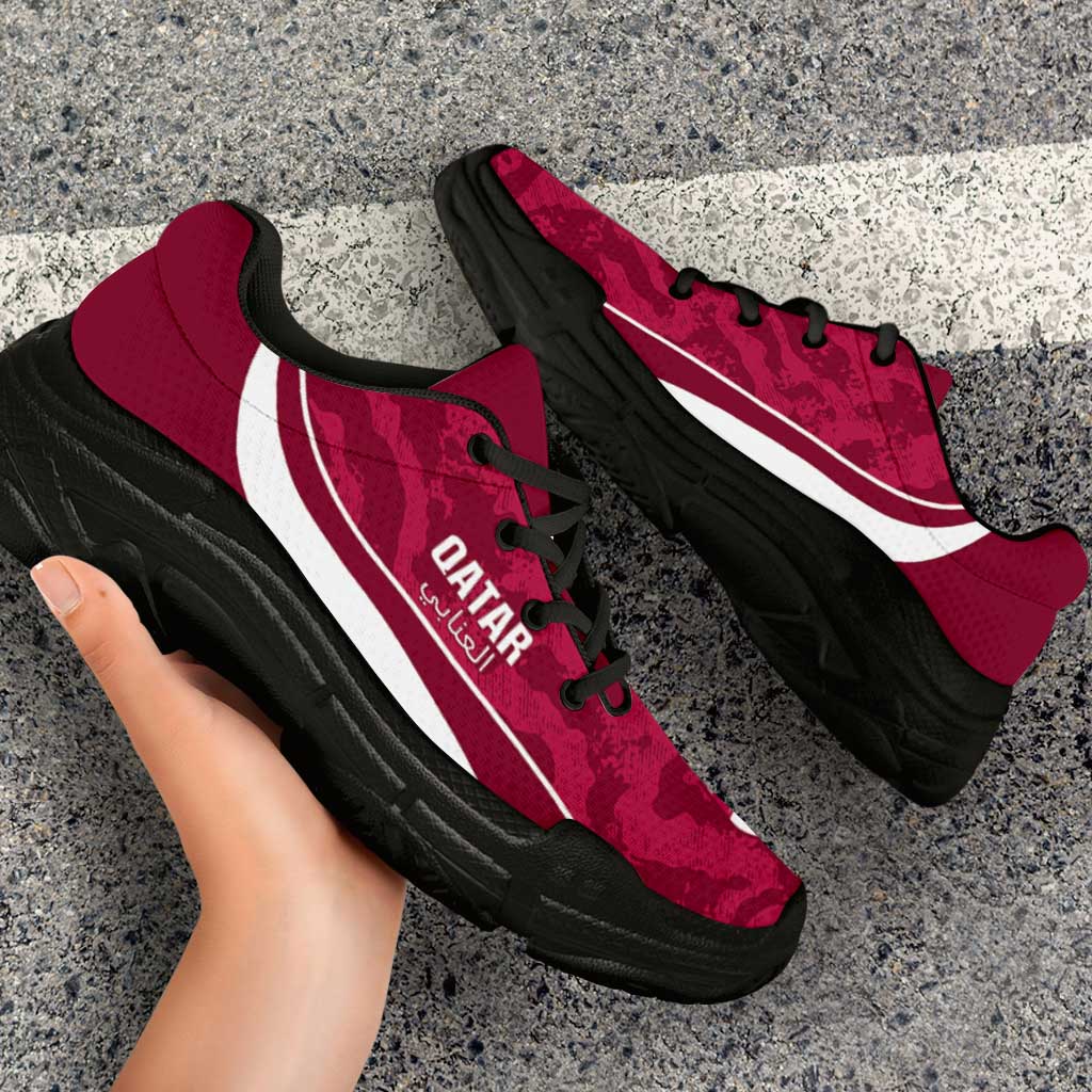 Qatar 2026 Football Chunky Sneakers Go Maroon One Grunge Curve Stylized - Wonder Print Shop