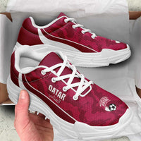 Qatar 2026 Football Chunky Sneakers Go Maroon One Grunge Curve Stylized - Wonder Print Shop