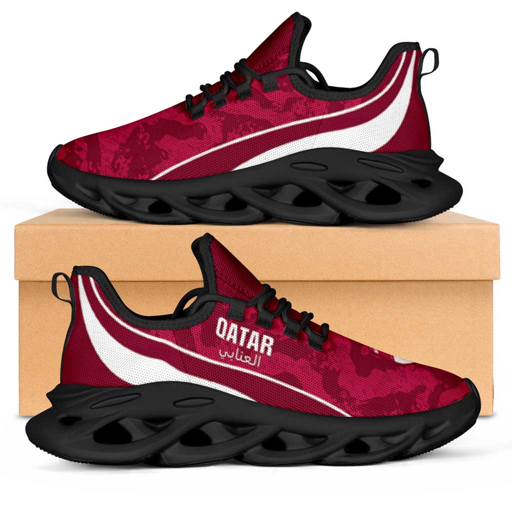 Qatar 2026 Football Clunky Sneakers Go Maroon One Grunge Curve Stylized - Wonder Print Shop