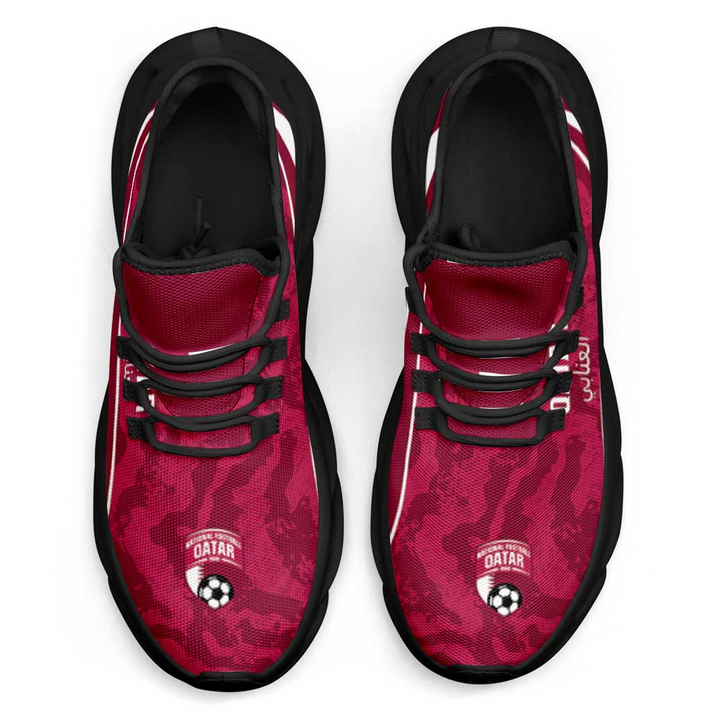 Qatar 2026 Football Clunky Sneakers Go Maroon One Grunge Curve Stylized - Wonder Print Shop