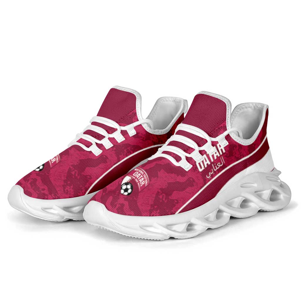 Qatar 2026 Football Clunky Sneakers Go Maroon One Grunge Curve Stylized - Wonder Print Shop