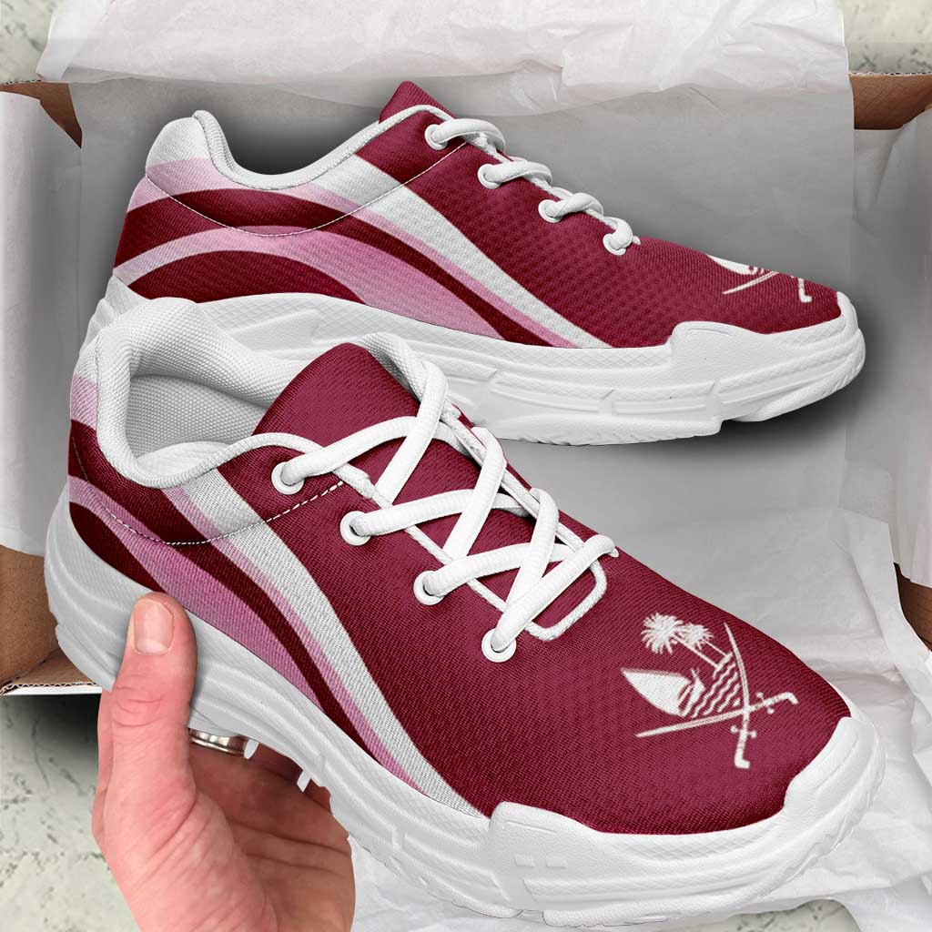Qatar Football Chunky Sneakers Flag-Inspired Curve Style