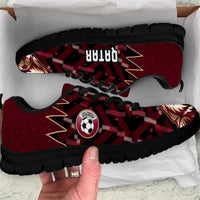 Qatar Football Sneakers Glitch Style Falcon With Arabic Patterns