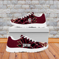 Qatar Football Sneakers Glitch Style Falcon With Arabic Patterns