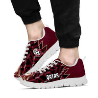 Qatar Football Sneakers Glitch Style Falcon With Arabic Patterns