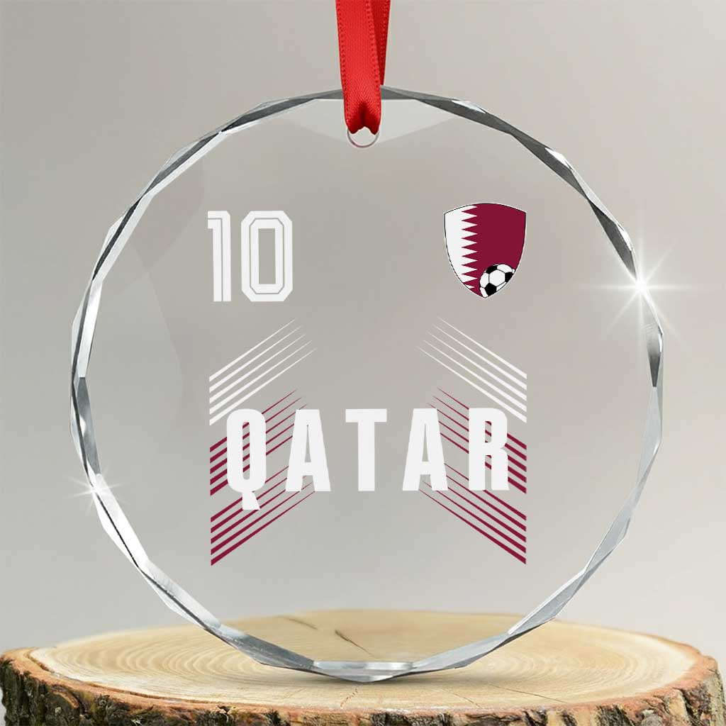 Qatar Soccer Sports Graphic Number 10 Jersey Style Crystal Glass Ornament Proud Qatari Football Fans Game Day Pride