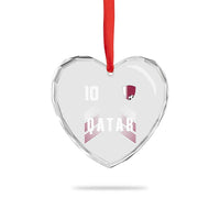 Qatar Soccer Sports Graphic Number 10 Jersey Style Heart Crystal Glass Ornament Proud Qatari Football Fans Game Day Pride