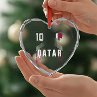 Qatar Soccer Sports Graphic Number 10 Jersey Style Heart Crystal Glass Ornament Proud Qatari Football Fans Game Day Pride