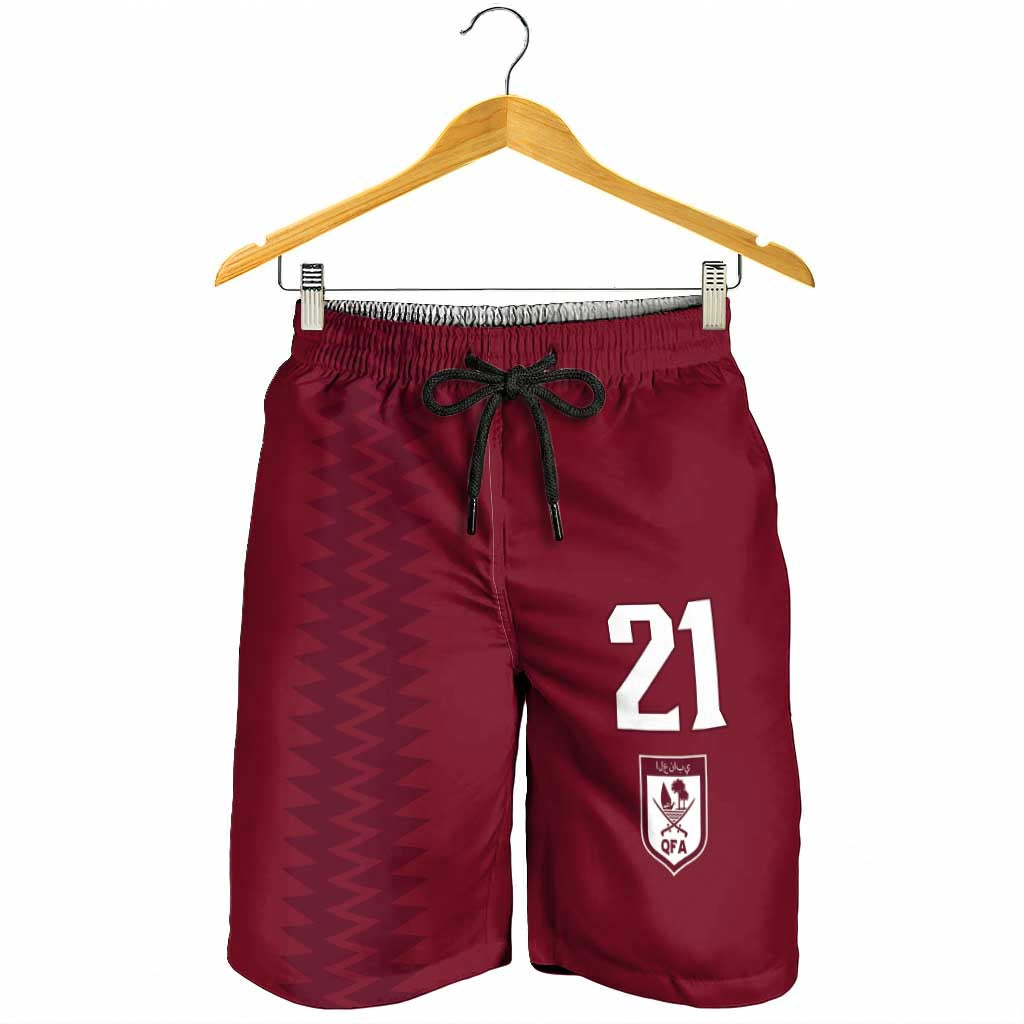 Qatar WC26 Custom Shorts for Men Maroon One Zigzag Pattern
