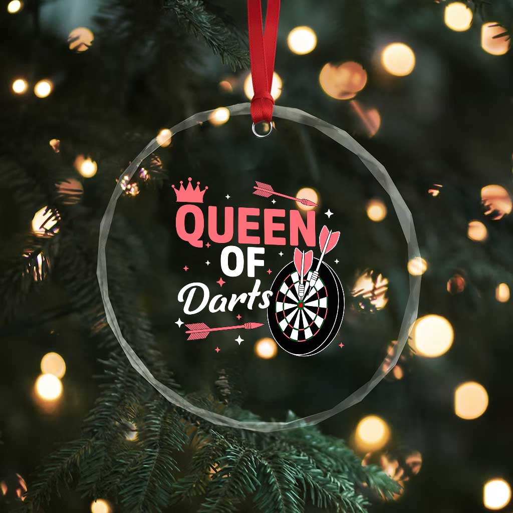 Queen Of Darts Bullseye Shooter Crystal Glass Ornament Female Dartist Gift - Wonder Print Shop